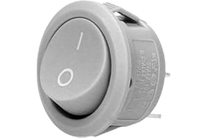 Miratic Interruptor Basculante Redondo - Ideal para Circuitos y Controles Fiables - Corriente: 6, 10A - Tensión de alimentación: 230V (Gris)