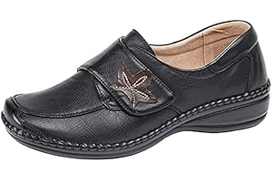 BOULEVARD Womens Ladies Extra Wide EEE Fit Velcro Casual Shoes Size 3 - 8 BLACK