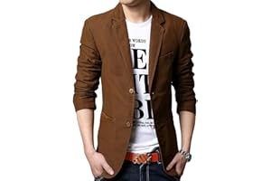 Allthemen Blazer da Uomo Casual Giacca Slim Fit Giacche in Cotone Monopetto a Due Bottoni Blazer Elegante Tinta Unita