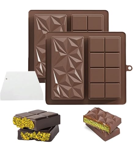 Set Stampo Per Tavoletta Di Cioccolato In Silicone - 2 Stampi Antiaderenti Con Spatola E 100 Bustine Per Snack, Ideale Per Cioccolato, Barrette Energetiche E Dessert