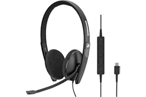 Sennheiser SC 160 USB-C Binaural Diadema Negro - Auriculares con micrófono (Media/Comunicación, Binaural, Diadema, Negro, Alámbrico, USB Tipo C)