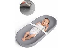COMOMY Cambiador Bebe Impermeable, Colchoneta Cambiador Bebe Hecho de Material Suave PU, Colchón Antirrollo con Cinturón de Seguridad, Non Tossico e Certificato CPC, Color Gris