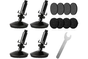 Tahikem 4 Set Swivel Levelling Feet, M10 Height Adjuster Furniture Levellers Foot With T Nut Bolt, Table Leg Extenders, Screw In Bed Table Chair Self Levelers Legs (2" Base Dia 2" Thread Length Black)