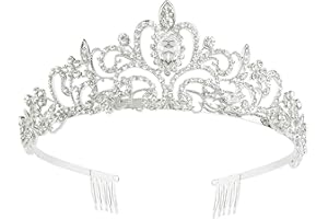 TITIVATE Tiara Crystal Crown Wedding Tiara Bridal Tiara Crystal Rhinestone Tiara Crown Princess Tiara, Crystal, Rhinestone, Alloy,