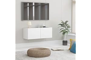 puraday Mobile Porta TV Bianco in Legno Multistrato Mobile Tv A Parete Mobile Tv Soggiorno Mobile Tv Sospeso Mobiletto Tv Parete Attrezzata Tv Pensile Sospeso Mobile Sospeso 80x30x30 cm