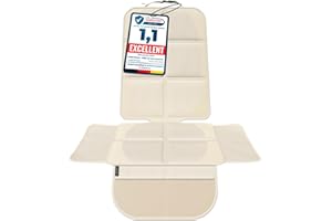 LIONSTRONG® Podkładka na fotelik samochodowy [nadaje się do ISOFIX] – nakładka na fotel samochodowy odporna na działanie wody – nakładka na fotel samochodowy – uniwersalna kompatybilna (kremowa)