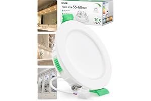 Bojim LED Recessed Spotlights 230V for Bathroom, Dimmable 55mm - 68mm Hole Size, 4W Downights IP44 Waterproof Warm White Neutral White Cold White Ceiling Spotlight for Kitchen Living Room Set of 10