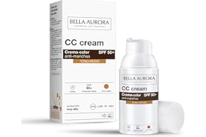 ‎BELLA AURORA BELLA AURORA - Anti-pigment spots CC cream with SPF 50+ for medium skin tones 30 ml, tinted sun cream for face, anti-pigment with high sun protection, with argan oil and cotton stem cells