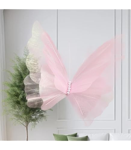3 Farfalle Artificiali 3D Da 50 Cm – Garza Iridescente, Grandi Decorazioni Per Matrimoni, Feste E Artigianato Fai Da Te, Bianche