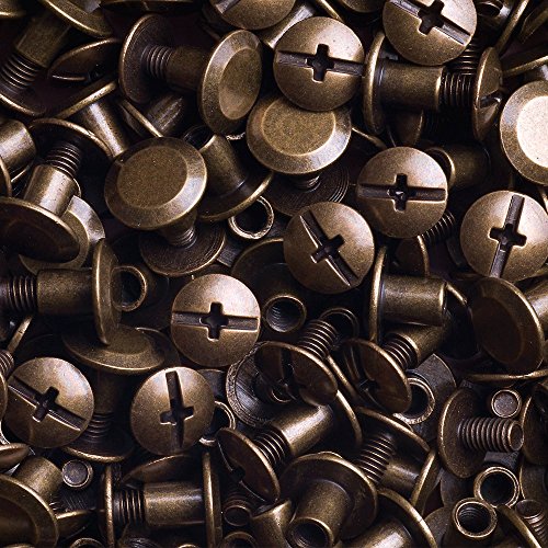 30 Schraubnieten Gürtelschrauben Buchschrauben Chicagoschrauben Nieten zum Schrauben 5MM messing-antik - 2