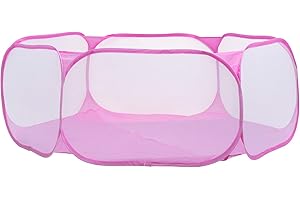 KEESIN Box portatile per animali piccoli, tenda traspirante per gabbia per animali domestici, pozzo per palline per bambini (rosa)