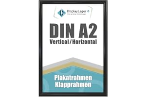 DisplayLager - A2 Schwarz Klapprahmen mit 25mm Aluminium Profil, Entspiegelter Schutzscheibe, Befestigungsmaterial