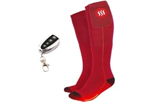 Glovii GQ3 Calze da Sci Batteria Riscaldati, Taglie M (35-40), L (41-46), Rosso, Batterie e Telecomando Inclusi