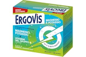 EG Ergovis Magnesio e Potassio| Senza zucchero| Integratore Alimentare | Supporto Energetico e Recupero Muscolare | Gusto Arancia e Passion Fruit | 24 Bustine Solubili