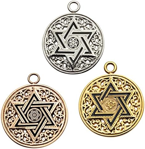 Star of David Magen David Star of David Pendant Gold Plated Crystal Locket Rose Hexa Hexagramme Steel Grams