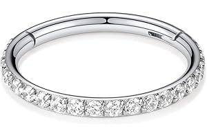 Opal CZ Conch Hoop Ring, Septum Jewellery, Turquoise, Seamless Clicker Ring, Daith Earrings, Surgical Steel, Tower, Tragus, Conch Piercing, Small Hoop Earring, Nose Ring, 20G, 18G, 16G, 14G, 12G