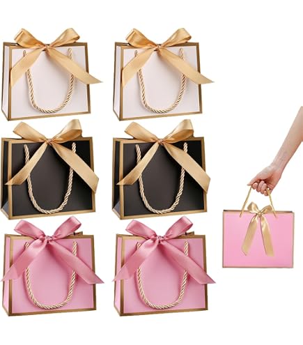 PACK4YA Sacchetti regalo di carta con fiocco e nastro regalo con manici