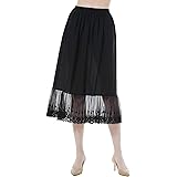 BEAUTELICATE Sottogonne Donna 100% Cotone Sottoveste Mezza Gonna per Donna Bordo Ricamo in Pizzo Avorio