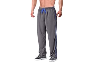 EKLENTSON Men's Tracksuit Bottoms Mesh Jogging Sweat Pants with Zipper Pockets Open Bottom Athletic Pants Loose Fit