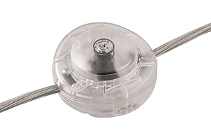 ElekTek Interruttore a pedale in linea pulsante. 2 Amp. Larghezza 65mm Diametro - Utilizzare 2 o 3 morsetti flex - Colori Trasparente