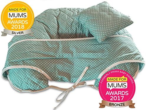 Unique 4 in 1 Deluxe Soft Quilted Nursing Pillow with FREE Mini Pillow and Baby Harness (GREEN)