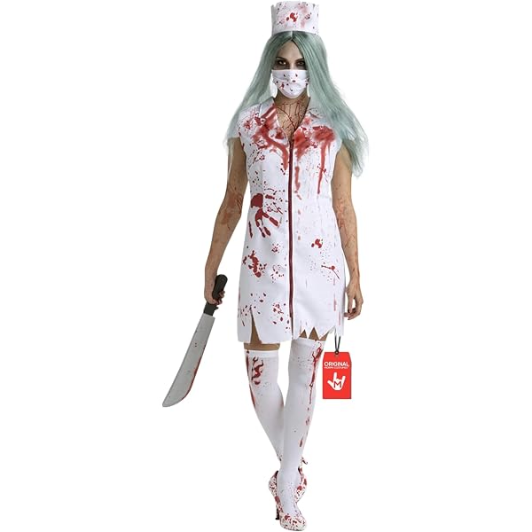 Costume Da Infermiera Zombie Verde Per Bambina Guirca – Sangue Finto Incluso, Taglia 7-9 Anni