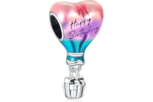 Doyafer 925 Sterling Silver Women'S Bracelet Necklace Charm Pendant Birthday cake, heart-shaped bead string, Charms set for women's birthday gift