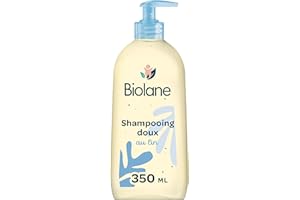 BIOLANE - Shampoing Doux Bébé – Shampooing Bébé et Démêlant Cheveux – Lin Français – 97% d'origine naturelle – Dès la Naissance – 350 ml