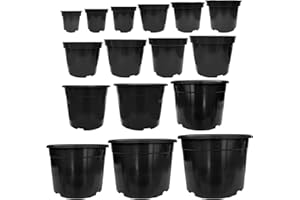 Elixir Gardens Round Black Recycled Plastic Garden Plant/Shrub/Flower Pots with Reinforced Rim | Various sizes (1 to 60 litres) & various quantities available (from 2 to 1000) 7.5L x 2
