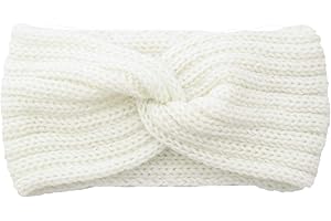 ORBGONS Haarbinder mit Haarreifen Winter Women Cable wärmer weiches Ohr Stretch Headband Stirnband Wolle (White, One Size)