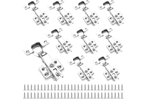PUEDNO 10 PCS Soft Close Cabinet Hinges Cold Rolling Door Hinge Cupboard Hinges with Screws Standard Hinges Full Overlay Mute Cabinet Hinges Hydraulic Kitchen Cabinet Hinge