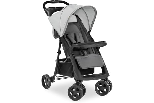 hauck Poussette Canne Compacte Shopper Neo II – dès la Naissance jusqu’à 22 kg, Position Allongée, Pliage Ultra Compact à Une Main, 2 x Plateau avec Porte-Gobelet, Grand Panier XL, Gris