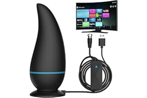 GARMEE Upgraded TV Aerial, Digital TV Aerial Indoor 280+ Miles Long Range, 360° Reception Amplified TV Ariels with Strong Signal UK for Freeview TV-Support 4K 1080P