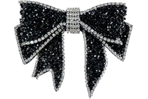 SHTGOI 1 broche nœud papillon vintage pour femme - Noir - Broche avec strass - Décoration pour mariage, bal de fin d'année, fête
