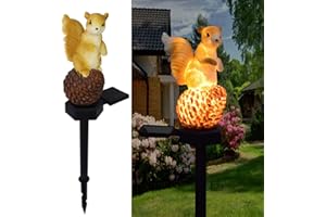YZYOE Solar Energy Pinecone Squirrel Light, Garden Decoration Resin Cute Animal Ground Lamp,Wireless Dusk to Dawn LED Sconce Lights Waterproof.