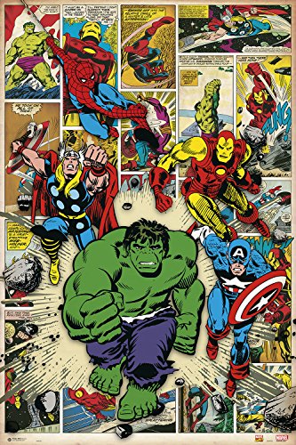 Grupo Erik Editores Poster Marvel Comic Here Come The Heroes