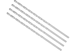 CoCud Brocas Helicoidales Extralarga de 4 mm de Diámetro y 160 mm de Longitud Total, Barrena Helicoidal de Acero de Alta Velocidad (Aplicaciones: Cobre, Metal, Madera y Aluminio), 4pcs