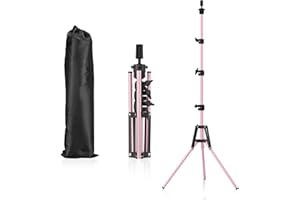 CASDUCT Wig Stand 63inch Adjustable Mannequin Head, Reinforced Metal Mannequin Head Stand for Cosmetology Hairdressing Training, Pink