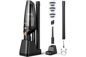 POWJIELI Handstaubsauger,12000Pa Handstaubsauger Akku mit Ladestation,Auto Staubsauger Kabellos mit 3 Waschbar HEPA-Filter,Nass&Trocken Beutellos Staubsauger Stark für Haus, Büro, Auto, Tierhaare