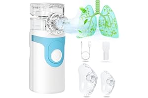 DOMIPHIE Inhalationsgerät für Erwachsene und Kinder - USB&Auswechselbare Batterien Tragbar Inhalationsgerät Geräuscharmer Vernebler-Set mit Mundstück und Maske für den Heim- und Reisegebrauch