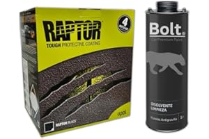 DISPIVAL Pintura Raptor 2K Kit Negro 4 Lt + Disolvente Limpieza 1 Lt