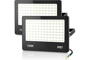 HAPYLUMI Projecteur LED 100W, 2 Pièces 10000LM 6500K Blanc Froid Spot Exterieur LED Super Lumineux, IP67 Étanche Phare Extérieur Éclairage de Sécurité pour Terrasse Jardin Patio Garage Parking