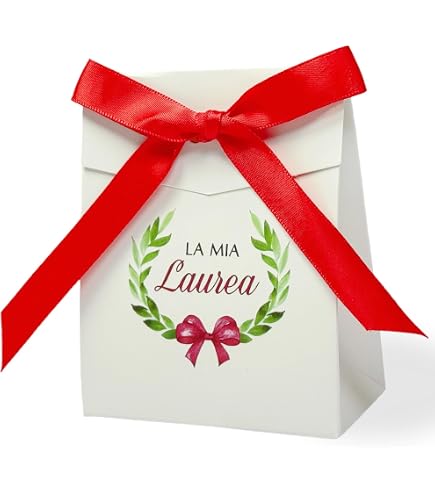 YAZWUR Set 24 Sacchetti Laurea In Juta Con Ciondoli, Coccinelle E Nastro Rosso – Confezioni Regalo Per Diplomi