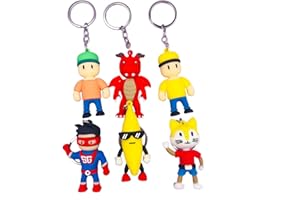 Luxetoys Stumble Guys 6 Stück Schlüsselring Abbildung 6cm Schlüsselanhänger Spiel Cartoon Modell Spielzeug Modellspielzeug für Taschenanhänger, Dekoration, Sammlung