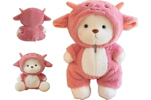 MeYuxg Ours en Peluche,40CM Mignon Peluche Ours avec Amovibles Fermeture éclair Costume de Agneau,Super Douce Ourson Mignon,Cadeau d'anniversaire pour Enfants,Filles et Garçons(Rose)