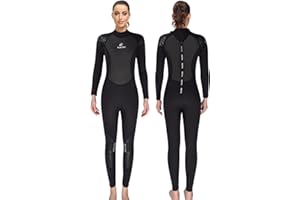 Owntop Muta Uomo Donna 3mm Neoprene - Maniche Lunghe Monopiece Wetsuit, Protezione UV Zip Posteriore Costumi Da Bagno Scafandro per Scuba Surf Nuoto Snorkeling Sport Acquatici