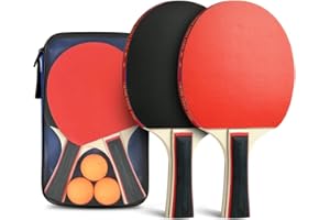 Flintronic Zestaw do tenisa stołowego, rakieta do tenisa stołowego, 2 rakietki do tenisa stołowego + 3 piłki do tenisa stołowego, zestaw rakietek do tenisa stołowego, z torbą do przenoszenia, dla