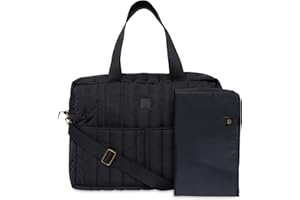 Jollein Wickeltasche Puffed Moos - Black - Wasserabweisend - Kinderwagentasche - Babytasche Multifunktional - Schwarz