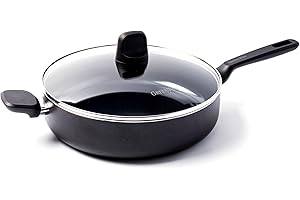 GreenPan Memphis, Sauteuse de 28 cm/4,2 l avec Revêtement Antiadhésif Sain en Céramique, Couvercle, Sans PFAS, Compatible avec l'Induction, Résistante au Lave-vaisselle et au Four, Coloris Noir