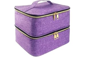 Boczif Étui de Transport Organisateur de Vernis à Ongles, Sac de Rangement de Vernis à Ongles à Double Couche - Convient à la Lampe sécheuse à Ongles et à l’Ensemble de Manicure（Violet）